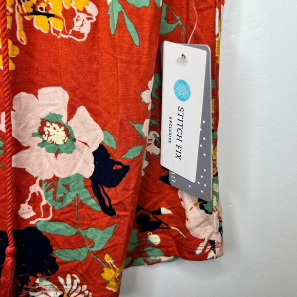 NWT Daniel Rainn Womens Orange Floral Short Sleeve Peasant Top Size PS Blouse - Picture 4 of 6